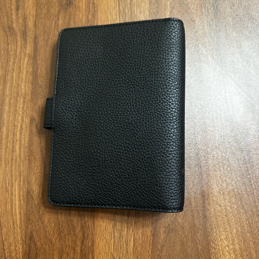 Black Leather Organizer with Gold Accents - Picture 3 of 3